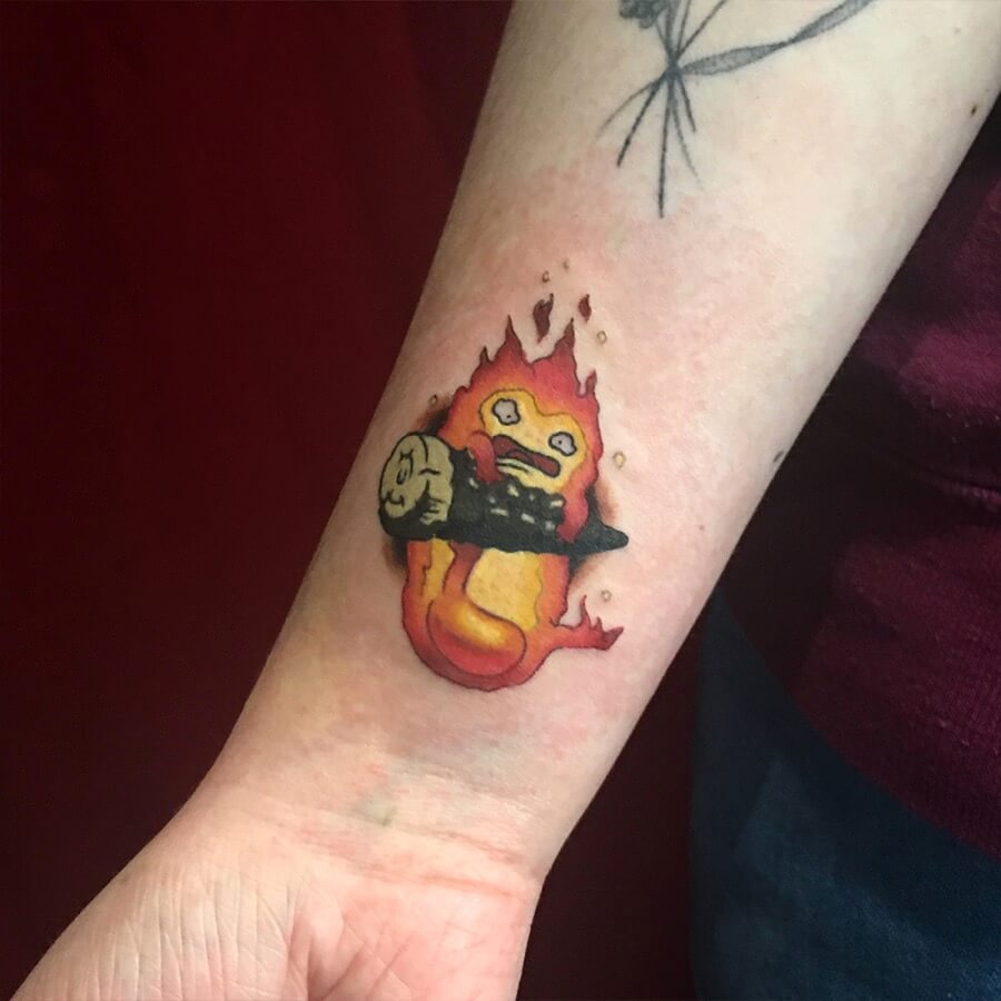 tatouage comics carton flamme feu couleur pokemon strasbourg